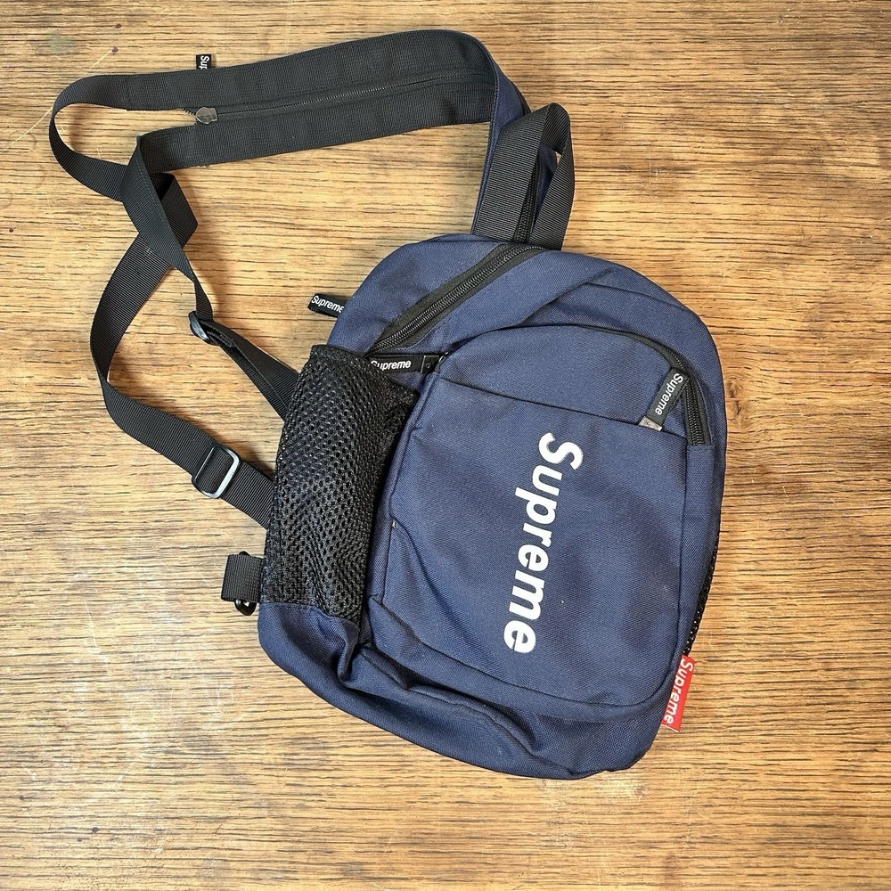 Supreme Crossbody Bag Backpack Navy Blue Logo Convertible Nylon Canvas